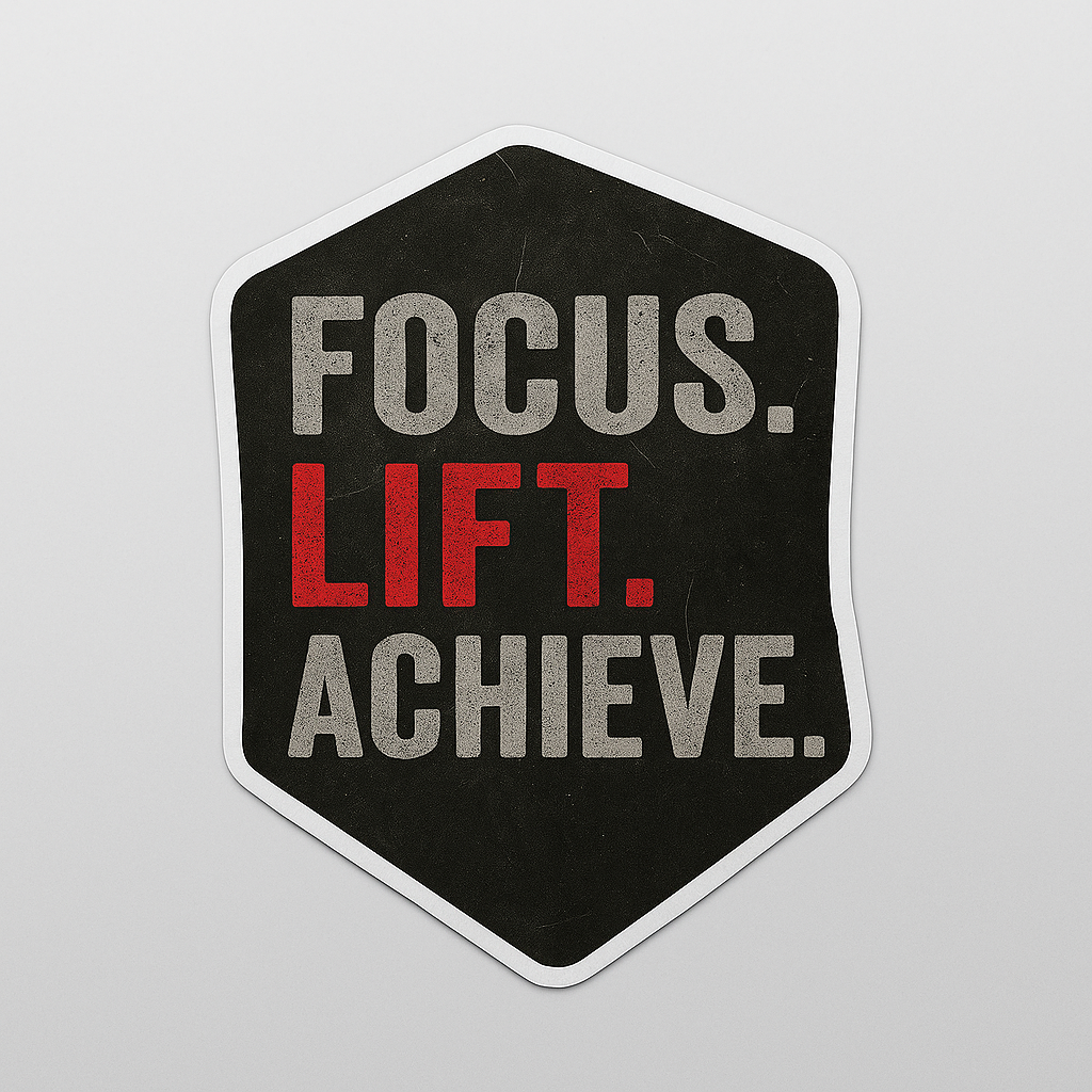 “Focus. Lift. Achieve.” Sticker
